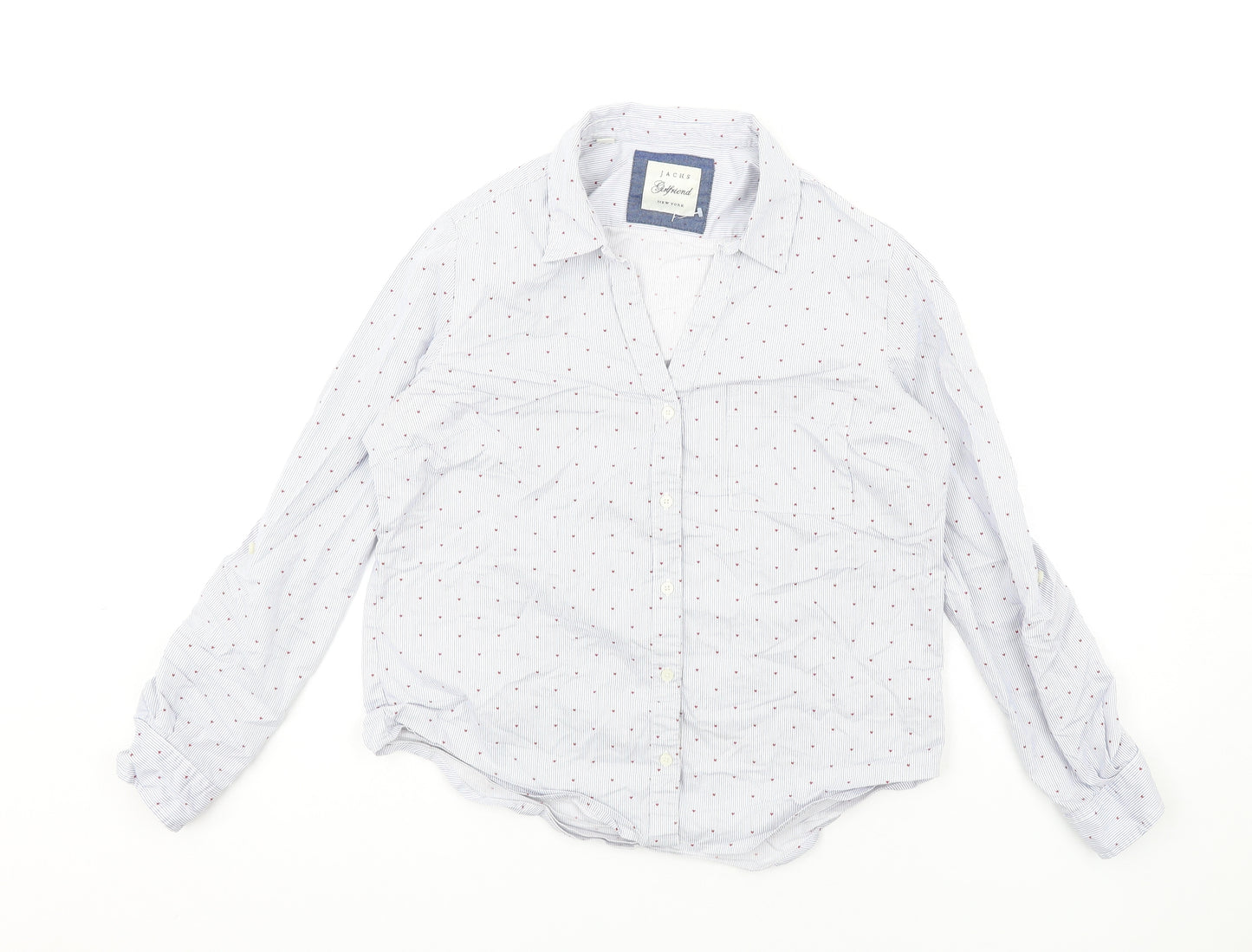 JACHS Womens Blue Striped Cotton Basic Button-Up Size S Collared