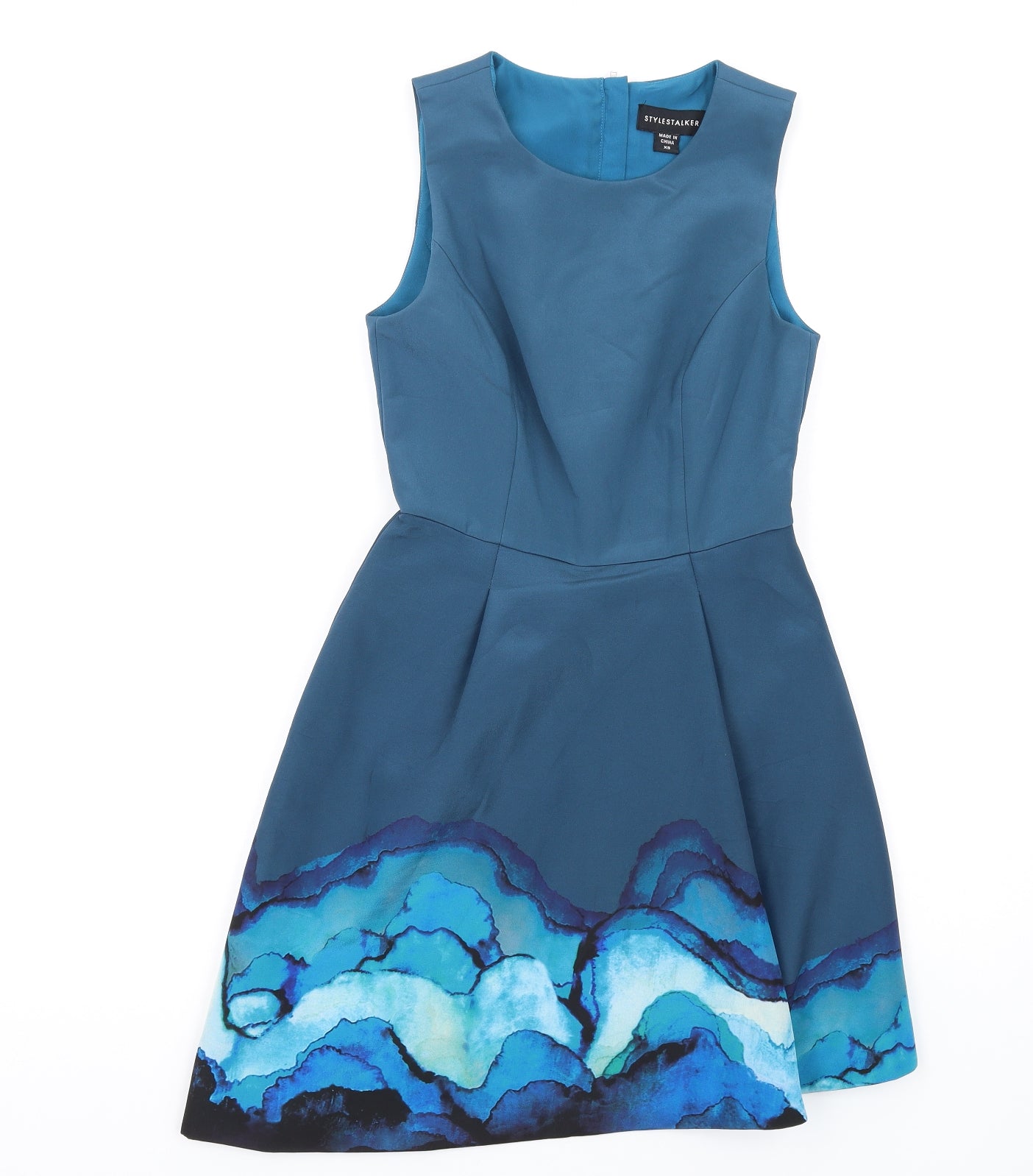 Style Stalker Womens Blue Polyester A-Line Size XS Round Neck Zip