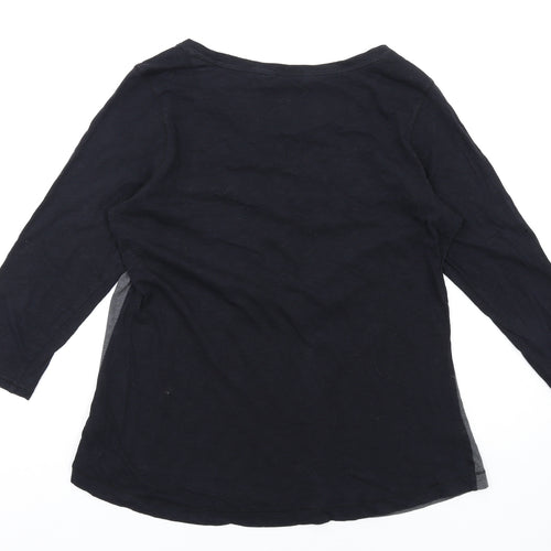 Marks and Spencer Womens Grey Cotton Basic T-Shirt Size 16 Round Neck - Beaded Neckline