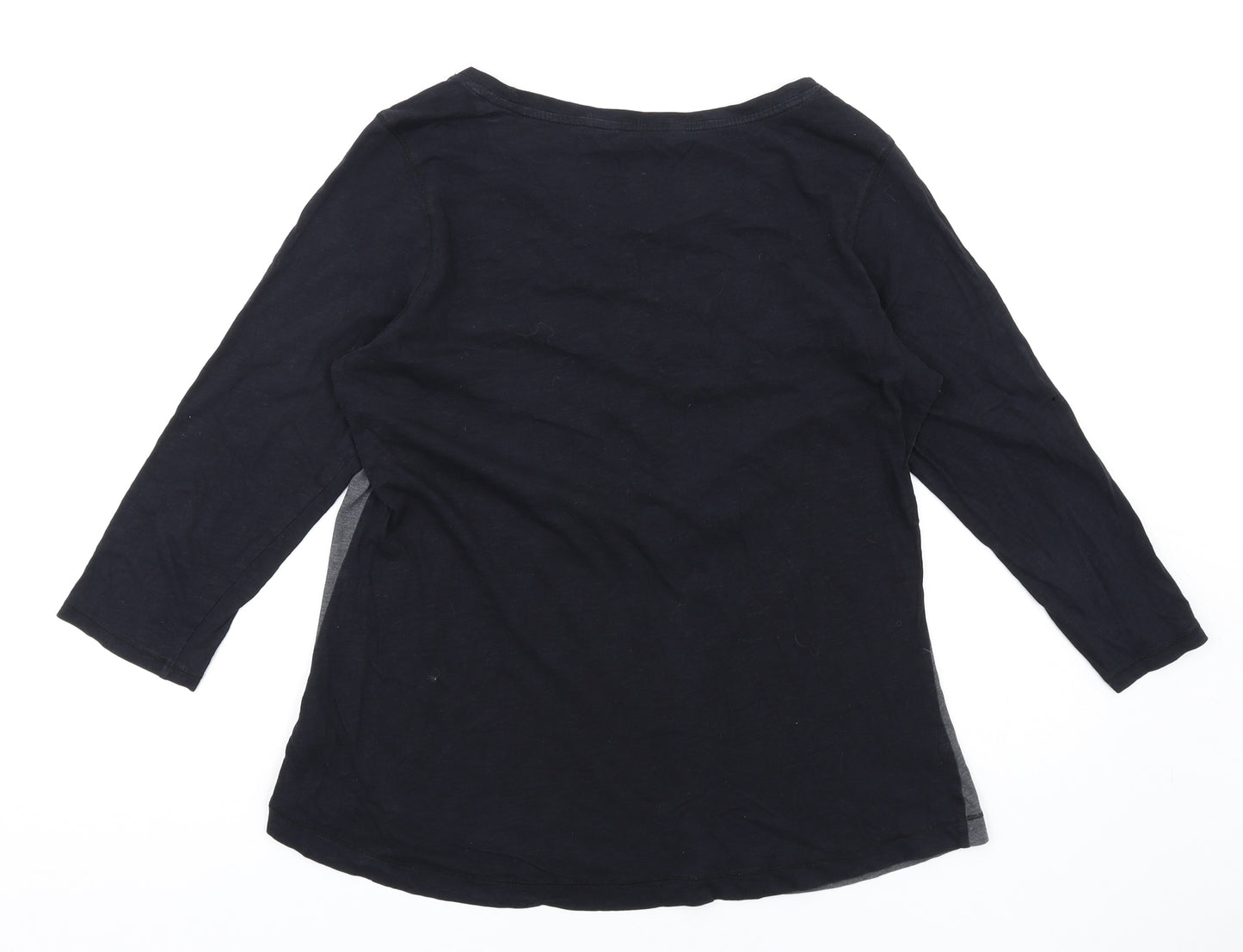 Marks and Spencer Womens Grey Cotton Basic T-Shirt Size 16 Round Neck - Beaded Neckline