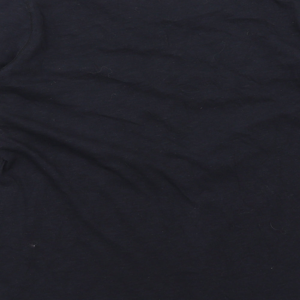Marks and Spencer Womens Grey Cotton Basic T-Shirt Size 16 Round Neck - Beaded Neckline