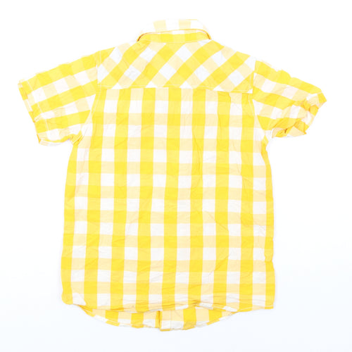 Polarn O. Pyret Boys Yellow Check Cotton Basic Button-Up Size 8-9 Years Collared Button