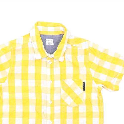 Polarn O. Pyret Boys Yellow Check Cotton Basic Button-Up Size 8-9 Years Collared Button