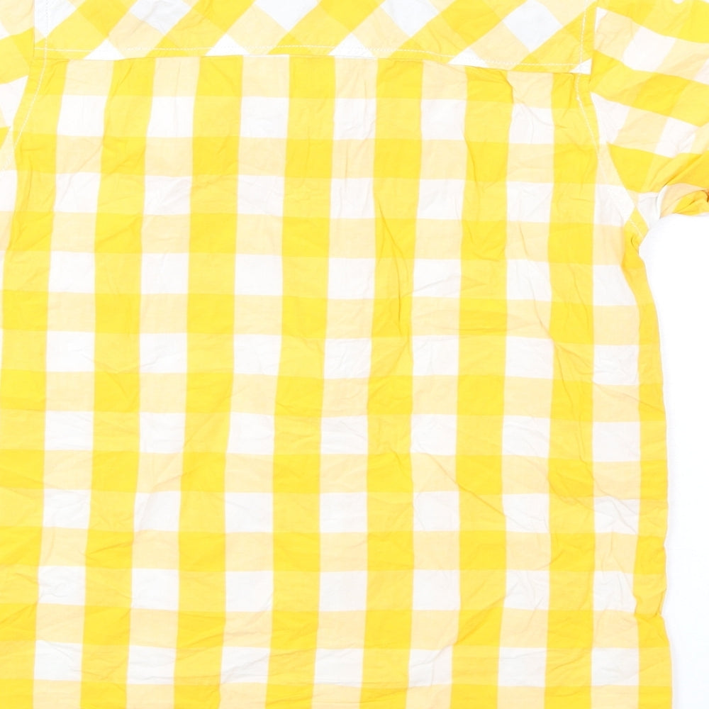 Polarn O. Pyret Boys Yellow Check Cotton Basic Button-Up Size 8-9 Years Collared Button