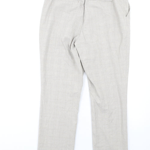 Uniqlo Womens Beige Plaid Polyester Dress Pants Trousers Size 30 in L30 in Regular Zip