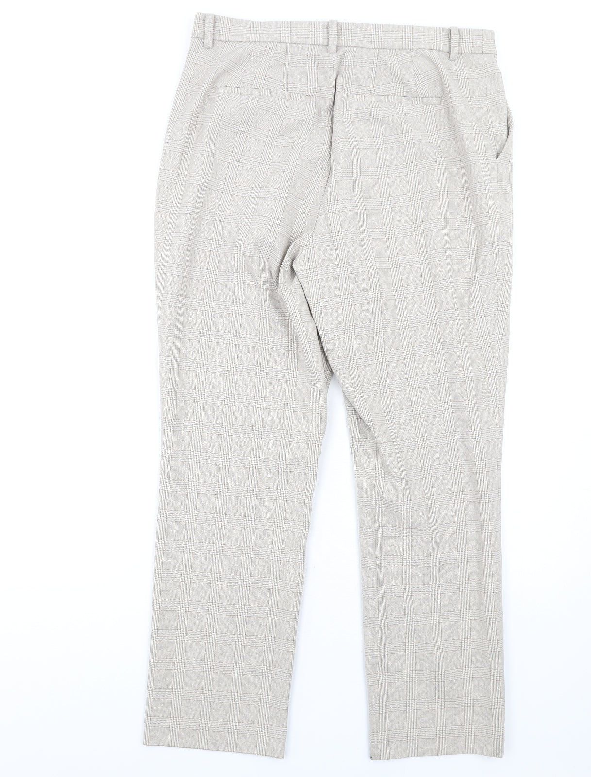 Uniqlo Womens Beige Plaid Polyester Dress Pants Trousers Size 30 in L30 in Regular Zip