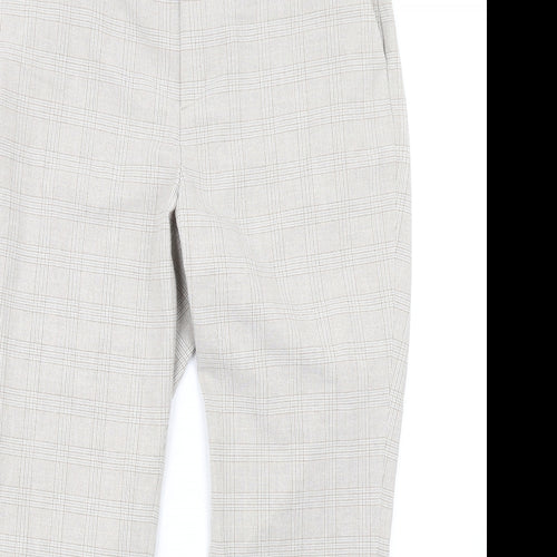Uniqlo Womens Beige Plaid Polyester Dress Pants Trousers Size 30 in L30 in Regular Zip