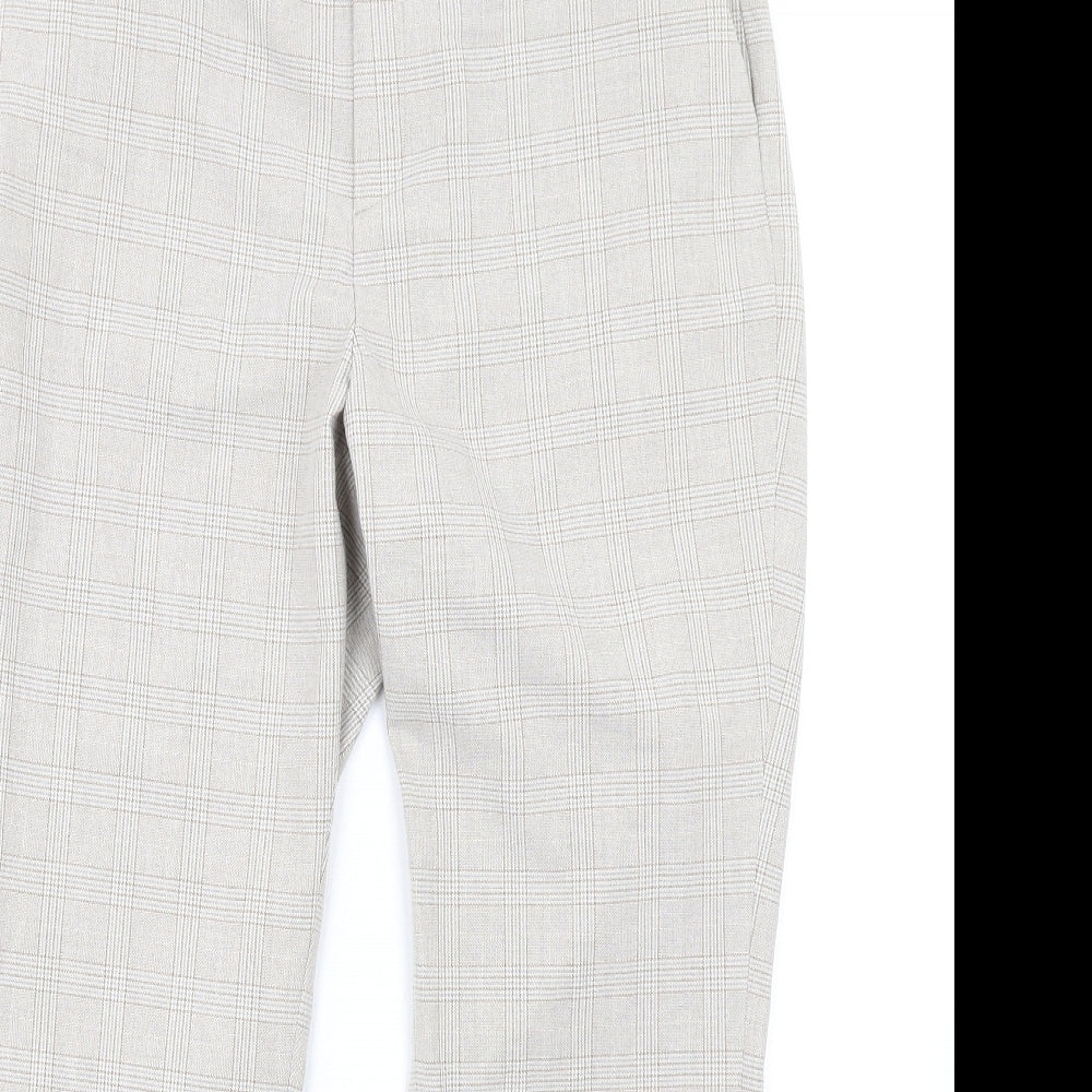 Uniqlo Womens Beige Plaid Polyester Dress Pants Trousers Size 30 in L30 in Regular Zip