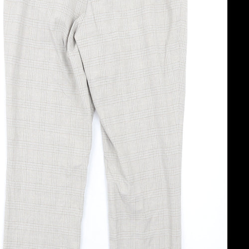 Uniqlo Womens Beige Plaid Polyester Dress Pants Trousers Size 30 in L30 in Regular Zip