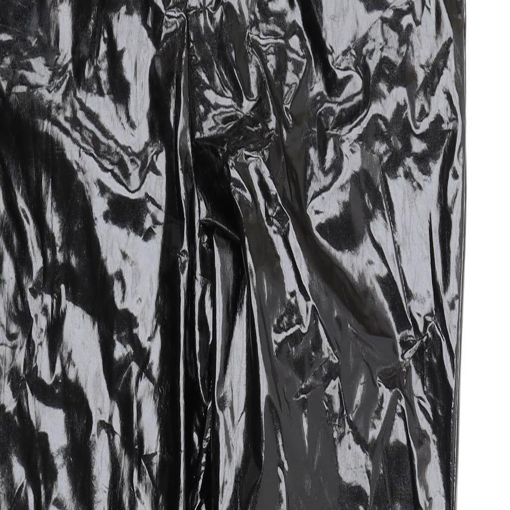 PRETTYLITTLETHING Womens Black Viscose Trousers Size 12 L33 in Regular Zip - Vinyl