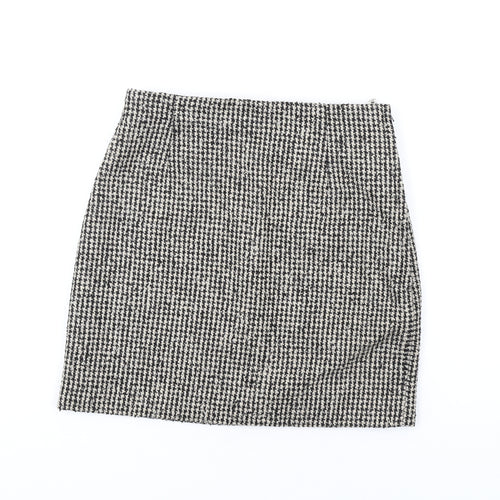 H&M Womens Beige Polyester A-Line Skirt Size 6 Zip