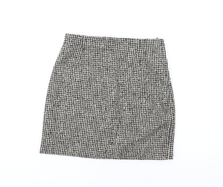 H&M Womens Beige Polyester A-Line Skirt Size 6 Zip