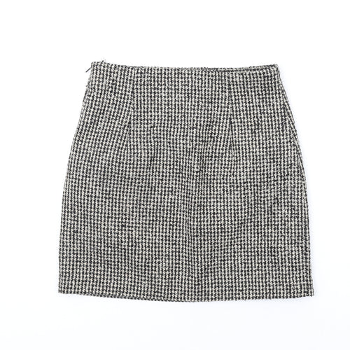 H&M Womens Beige Polyester A-Line Skirt Size 6 Zip