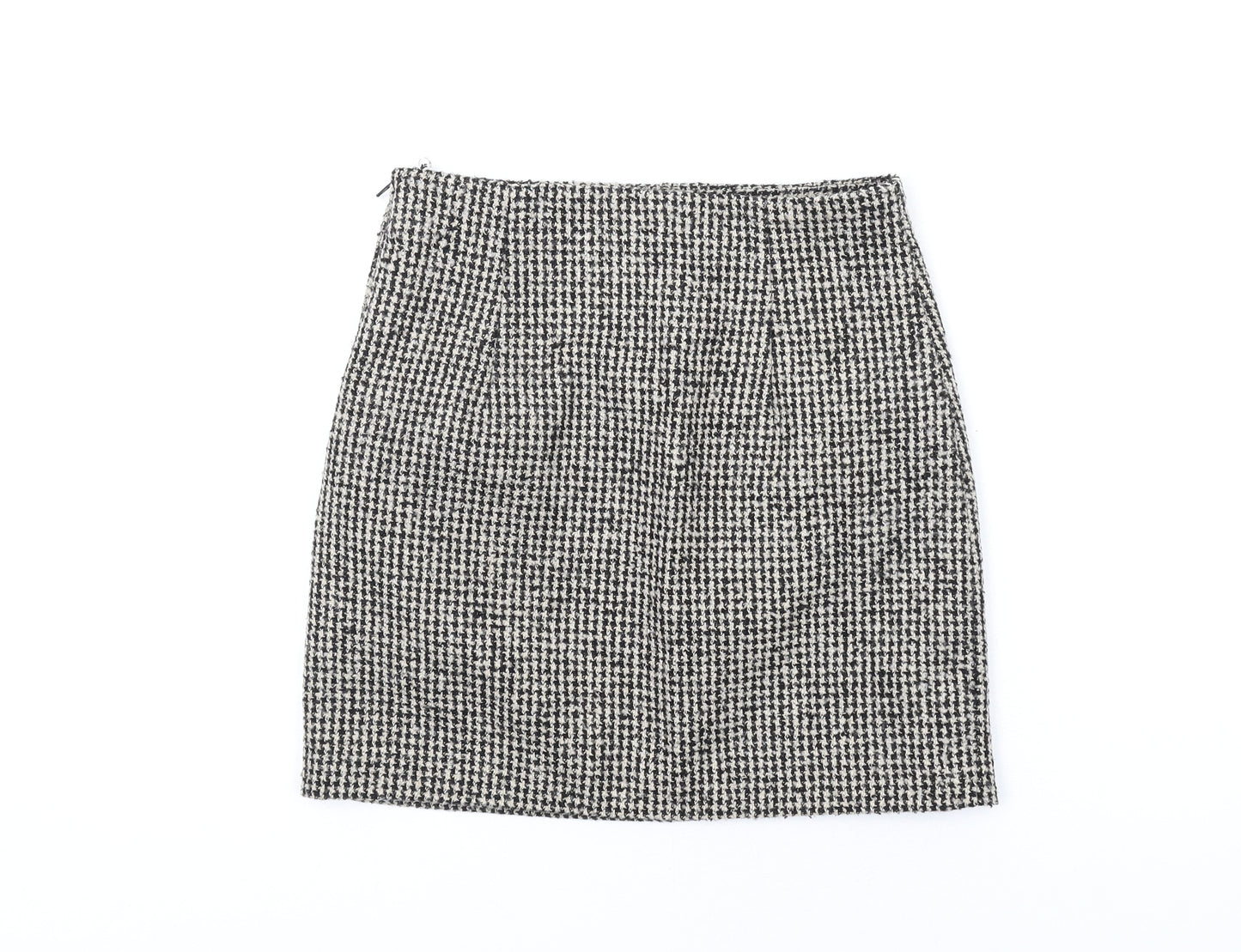 H&M Womens Beige Polyester A-Line Skirt Size 6 Zip