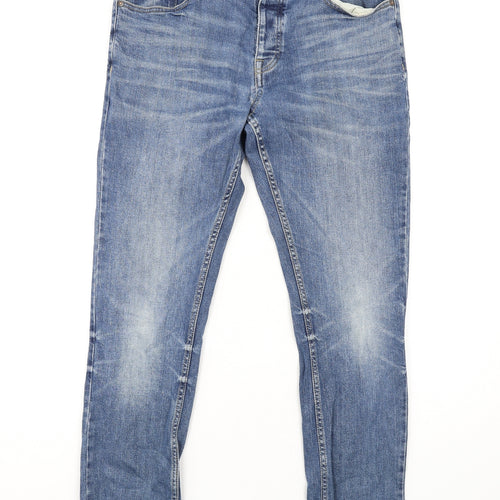 NEXT Mens Blue Cotton Skinny Jeans Size 32 in L31 in Regular Button