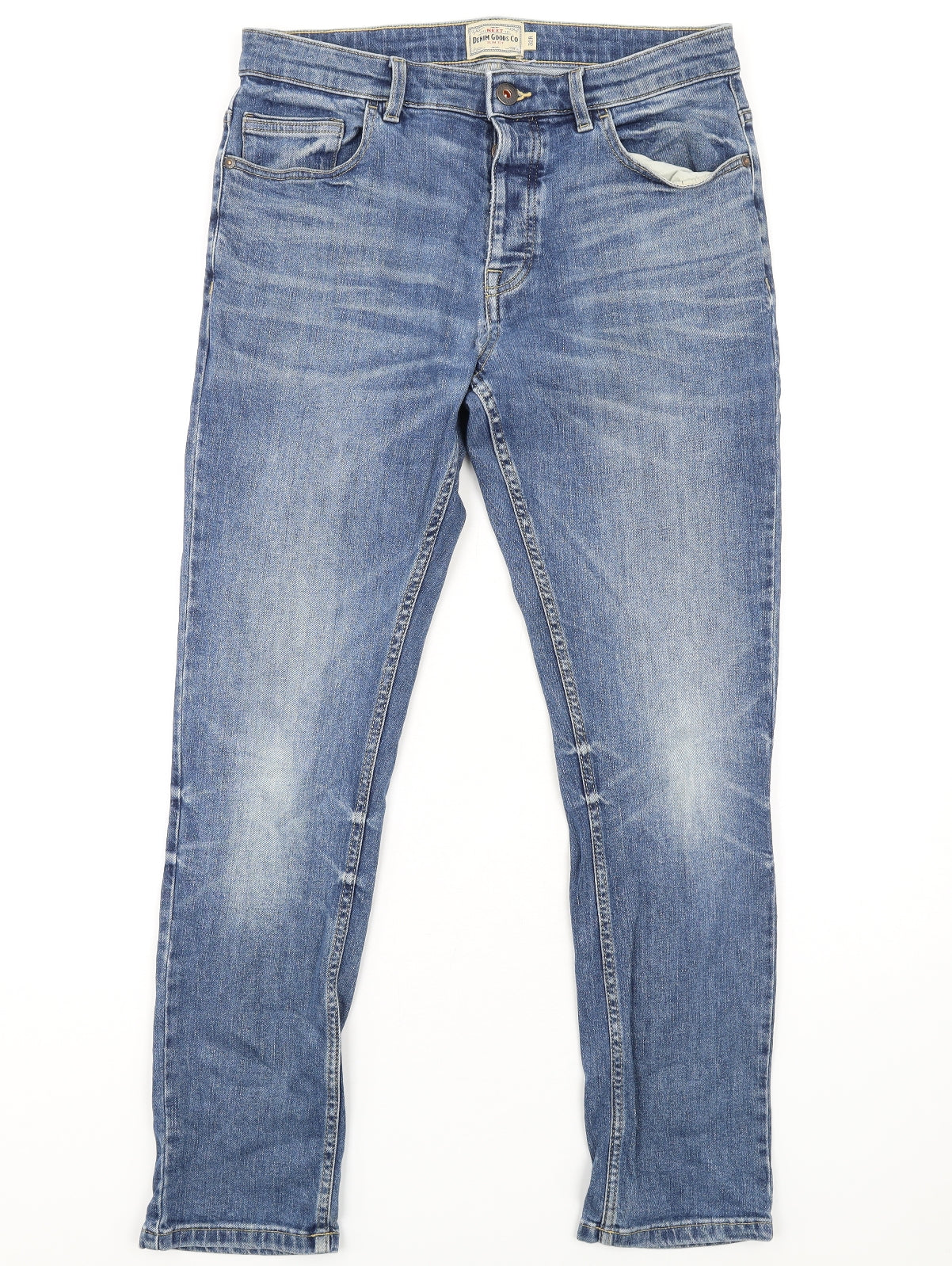 NEXT Mens Blue Cotton Skinny Jeans Size 32 in L31 in Regular Button