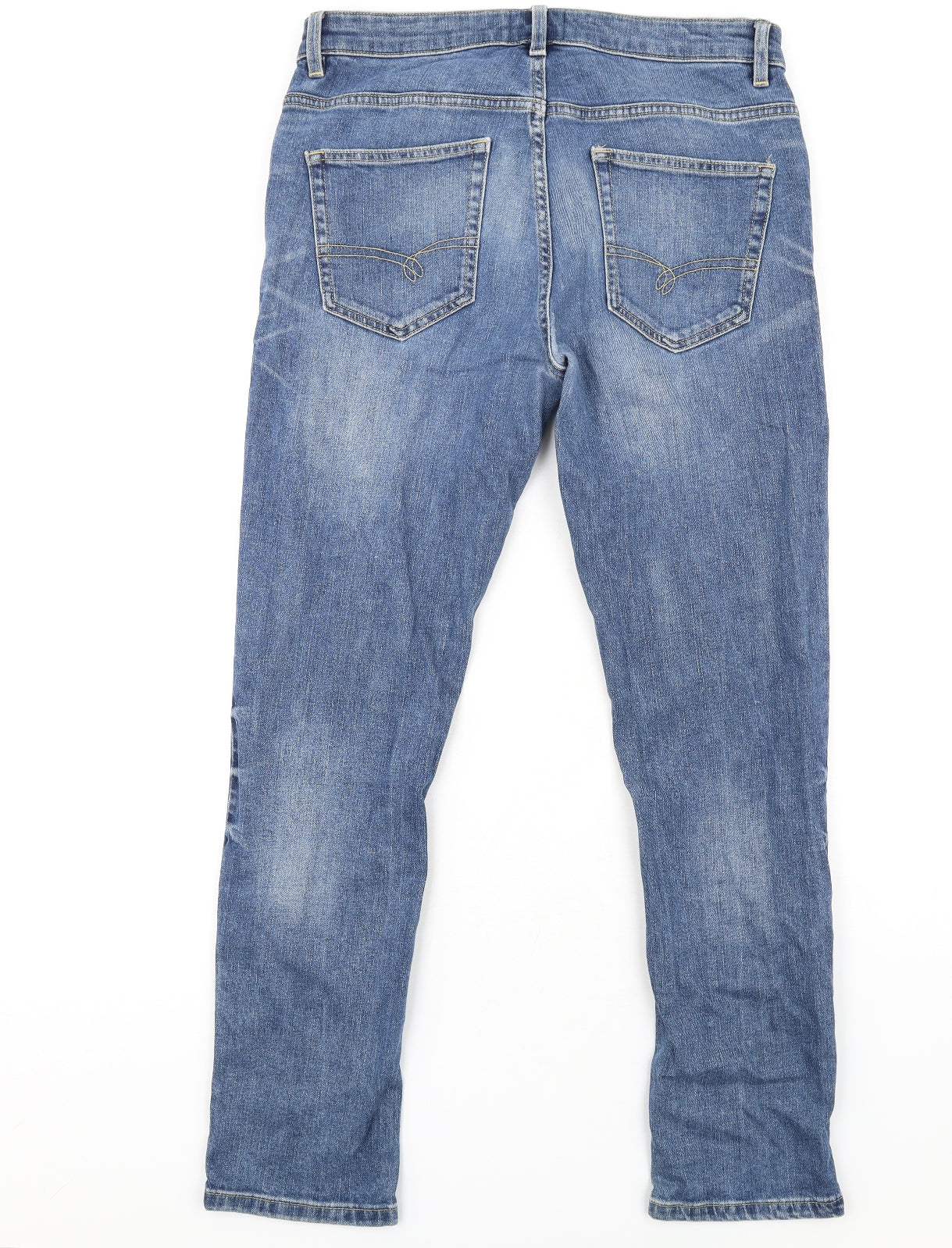 NEXT Mens Blue Cotton Skinny Jeans Size 32 in L31 in Regular Button