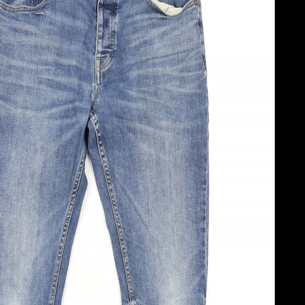 NEXT Mens Blue Cotton Skinny Jeans Size 32 in L31 in Regular Button