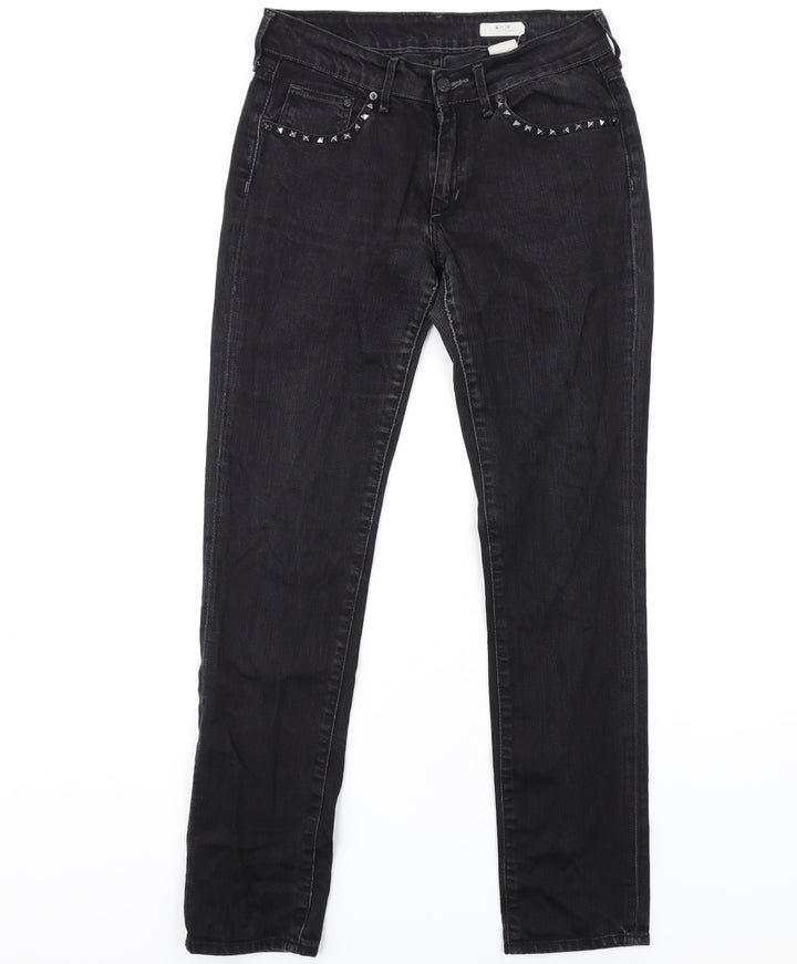 H&M Womens Black Cotton Skinny Jeans Size 30 in L32 in Regular Zip - Studded Pockets