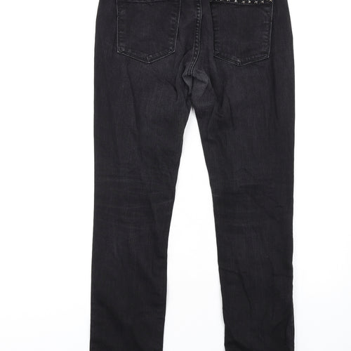 H&M Womens Black Cotton Skinny Jeans Size 30 in L32 in Regular Zip - Studded Pockets