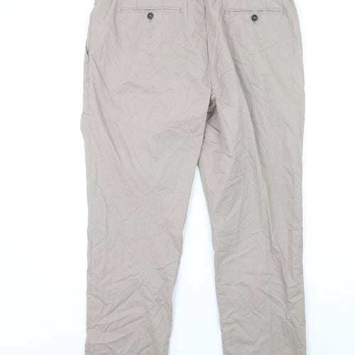 Blue Harbour Mens Beige Cotton Chino Trousers Size 38 in L30 in Regular Zip