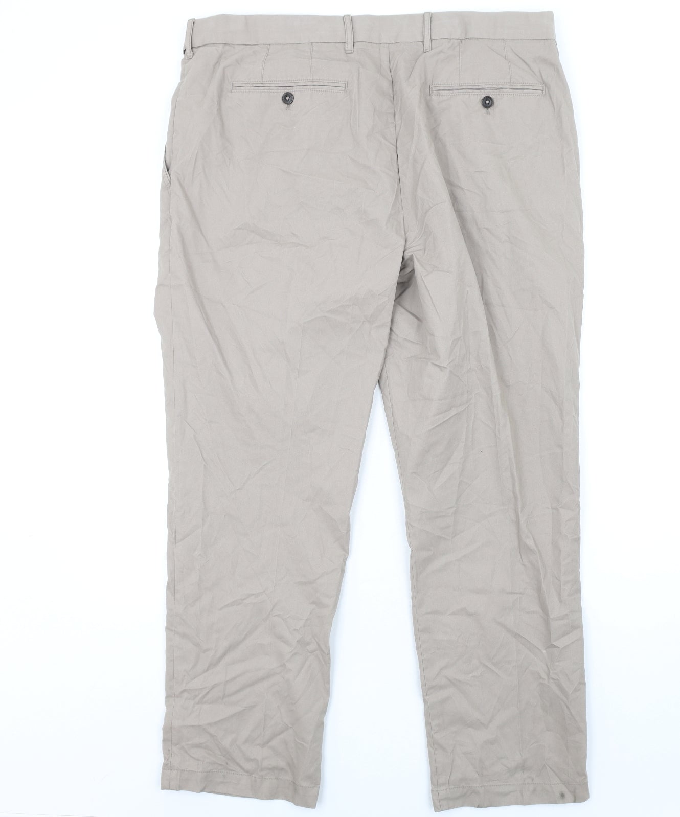 Blue Harbour Mens Beige Cotton Chino Trousers Size 38 in L30 in Regular Zip