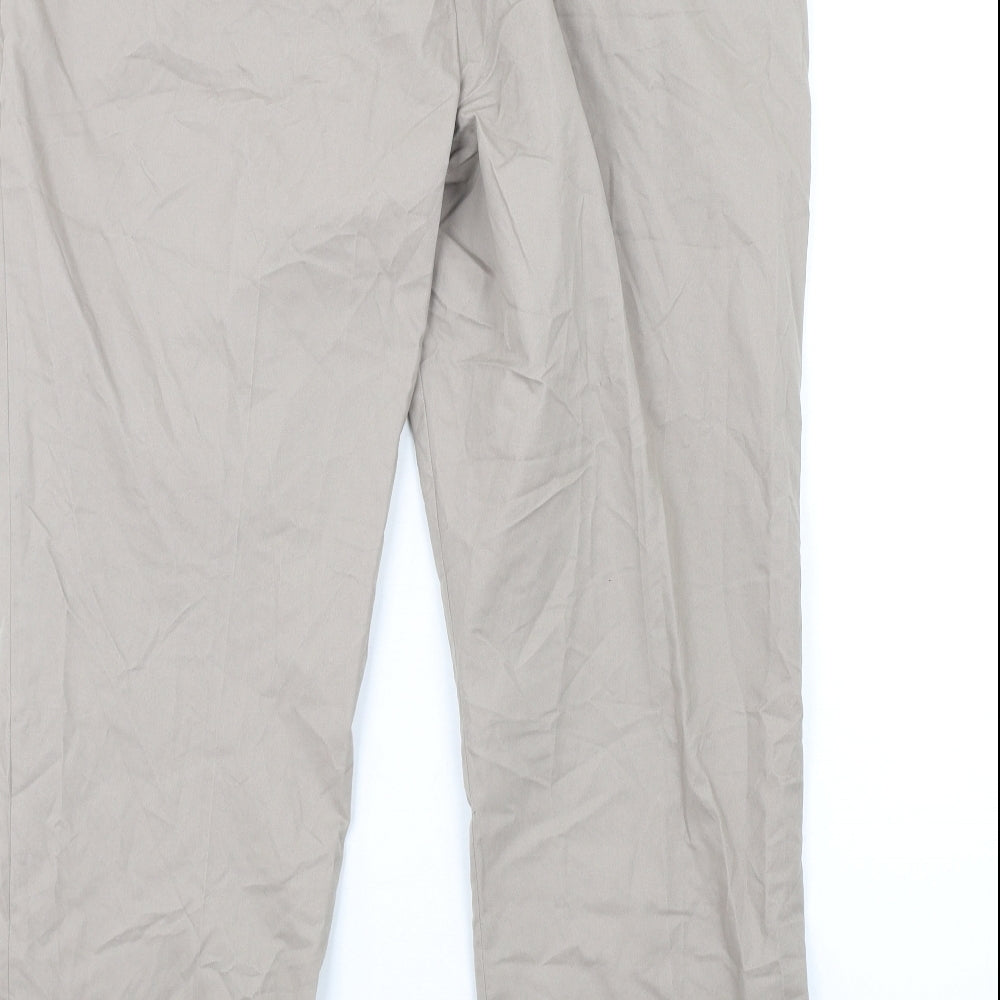 Blue Harbour Mens Beige Cotton Chino Trousers Size 38 in L30 in Regular Zip