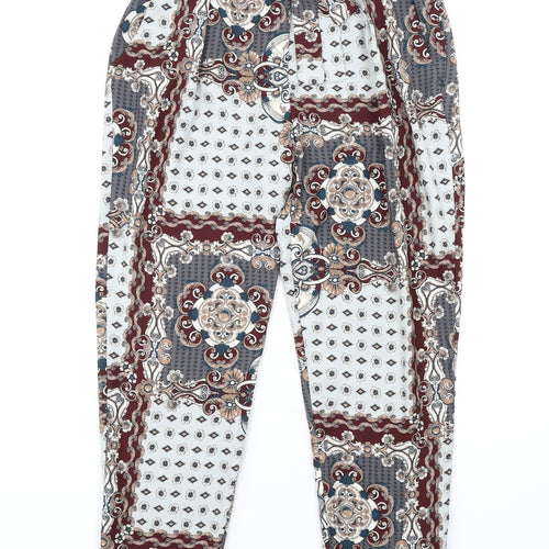 River Island Womens Multicoloured Geometric Polyester Trousers Size 14 L29 in Regular