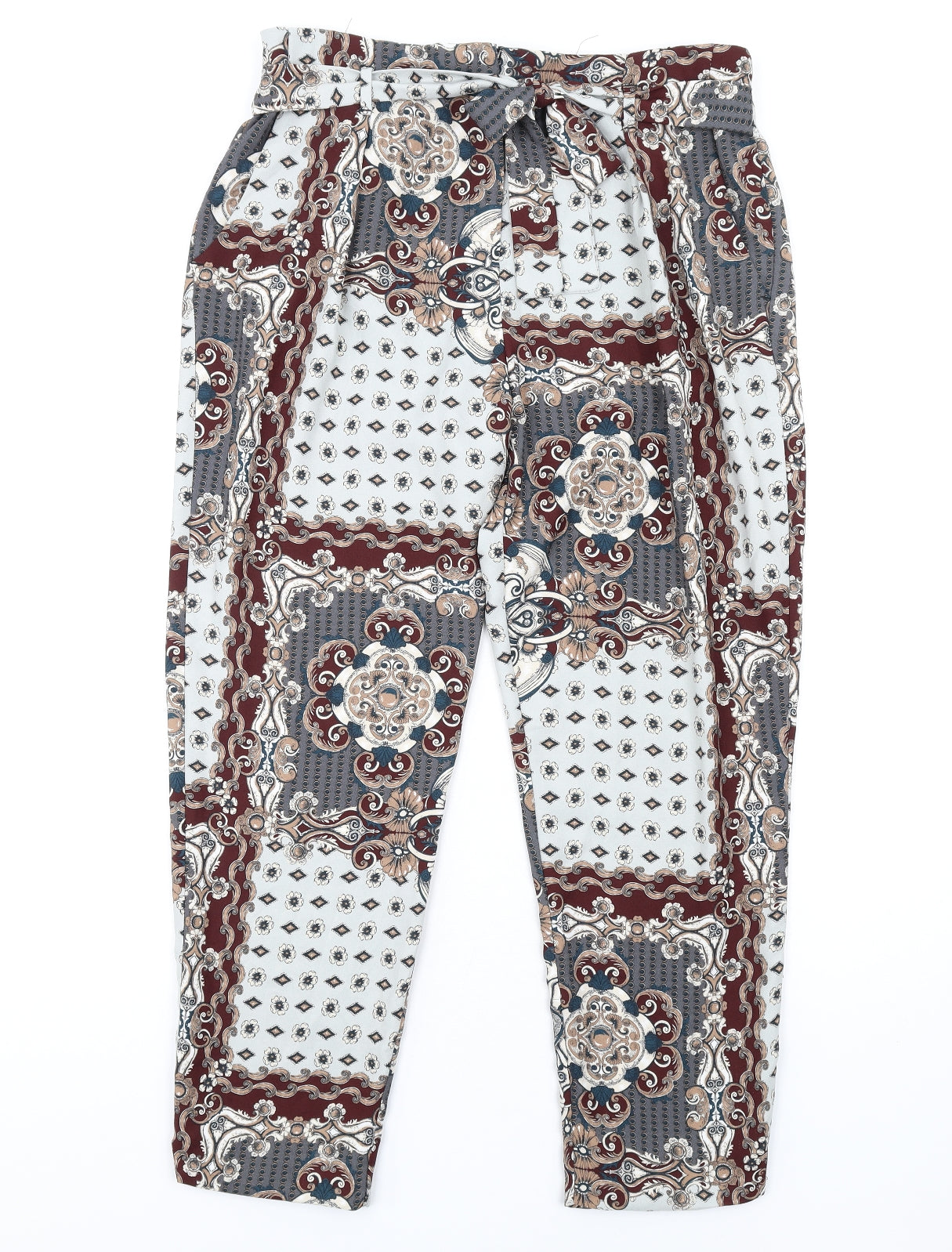 River Island Womens Multicoloured Geometric Polyester Trousers Size 14 L29 in Regular