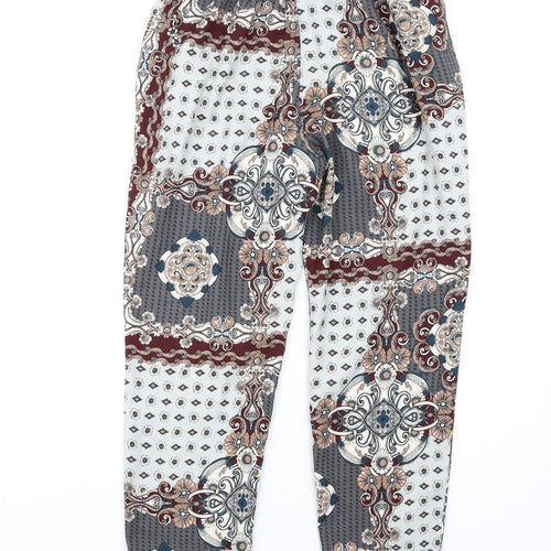 River Island Womens Multicoloured Geometric Polyester Trousers Size 14 L29 in Regular