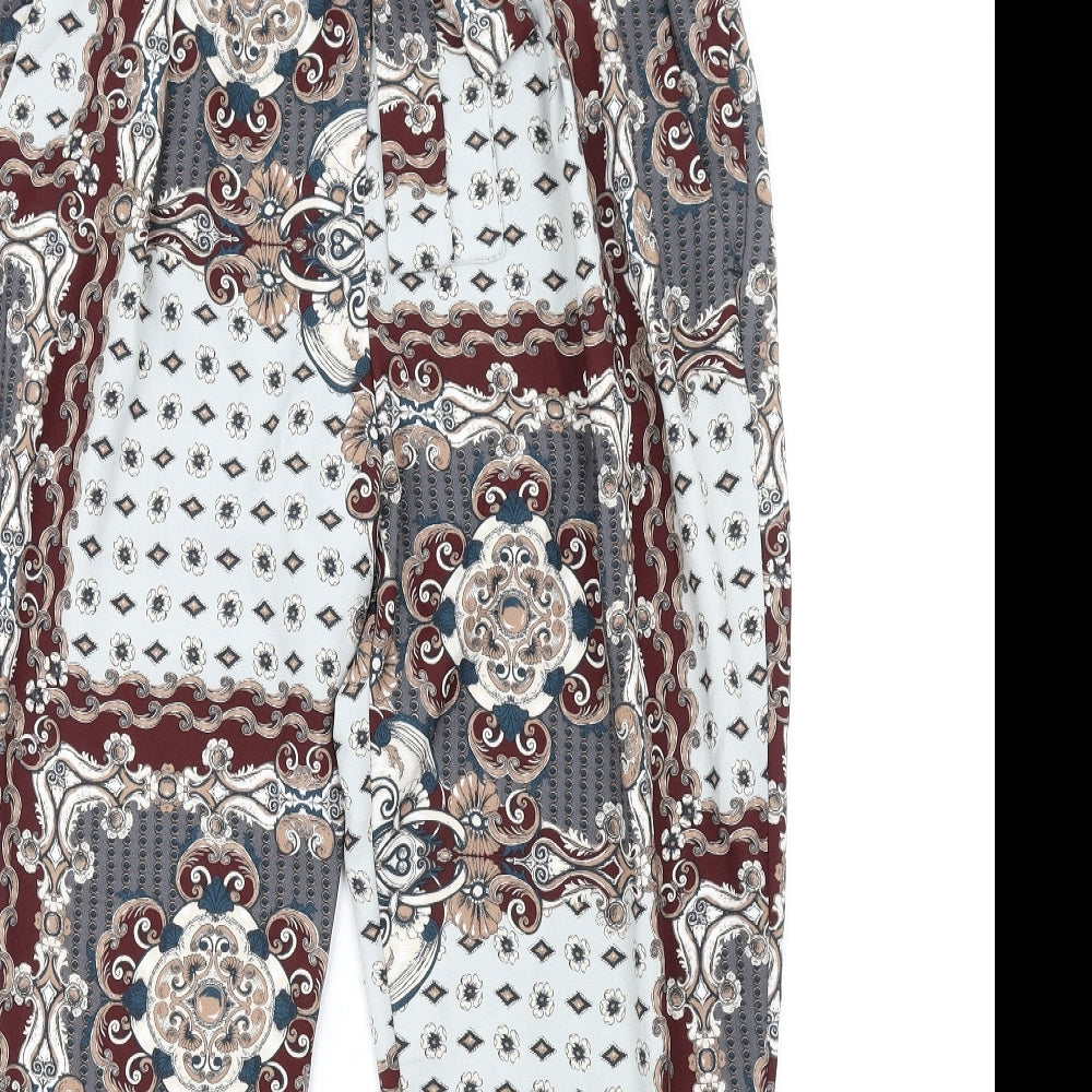 River Island Womens Multicoloured Geometric Polyester Trousers Size 14 L29 in Regular