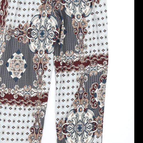 River Island Womens Multicoloured Geometric Polyester Trousers Size 14 L29 in Regular