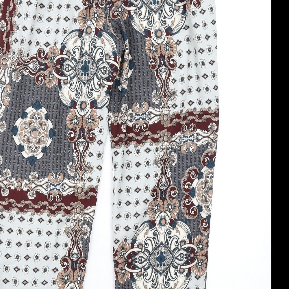River Island Womens Multicoloured Geometric Polyester Trousers Size 14 L29 in Regular