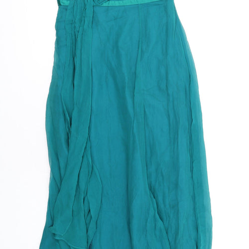 Coast Womens Green Silk Maxi Size 10 Square Neck