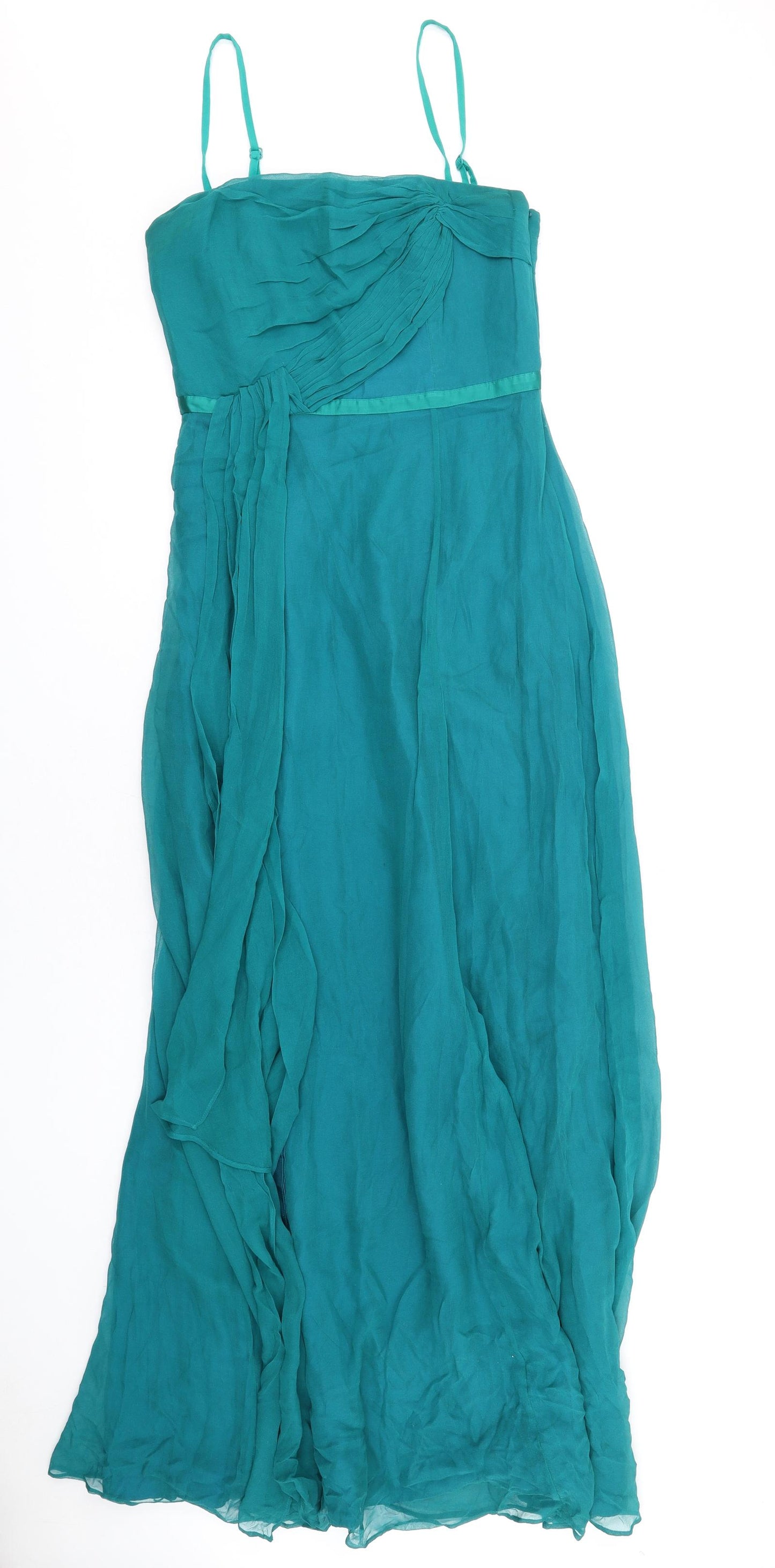 Coast Womens Green Silk Maxi Size 10 Square Neck