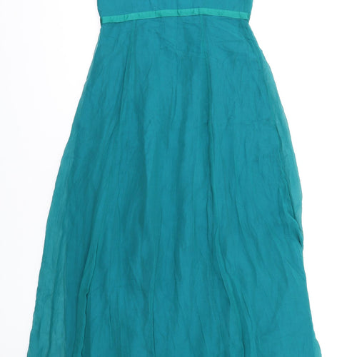 Coast Womens Green Silk Maxi Size 10 Square Neck