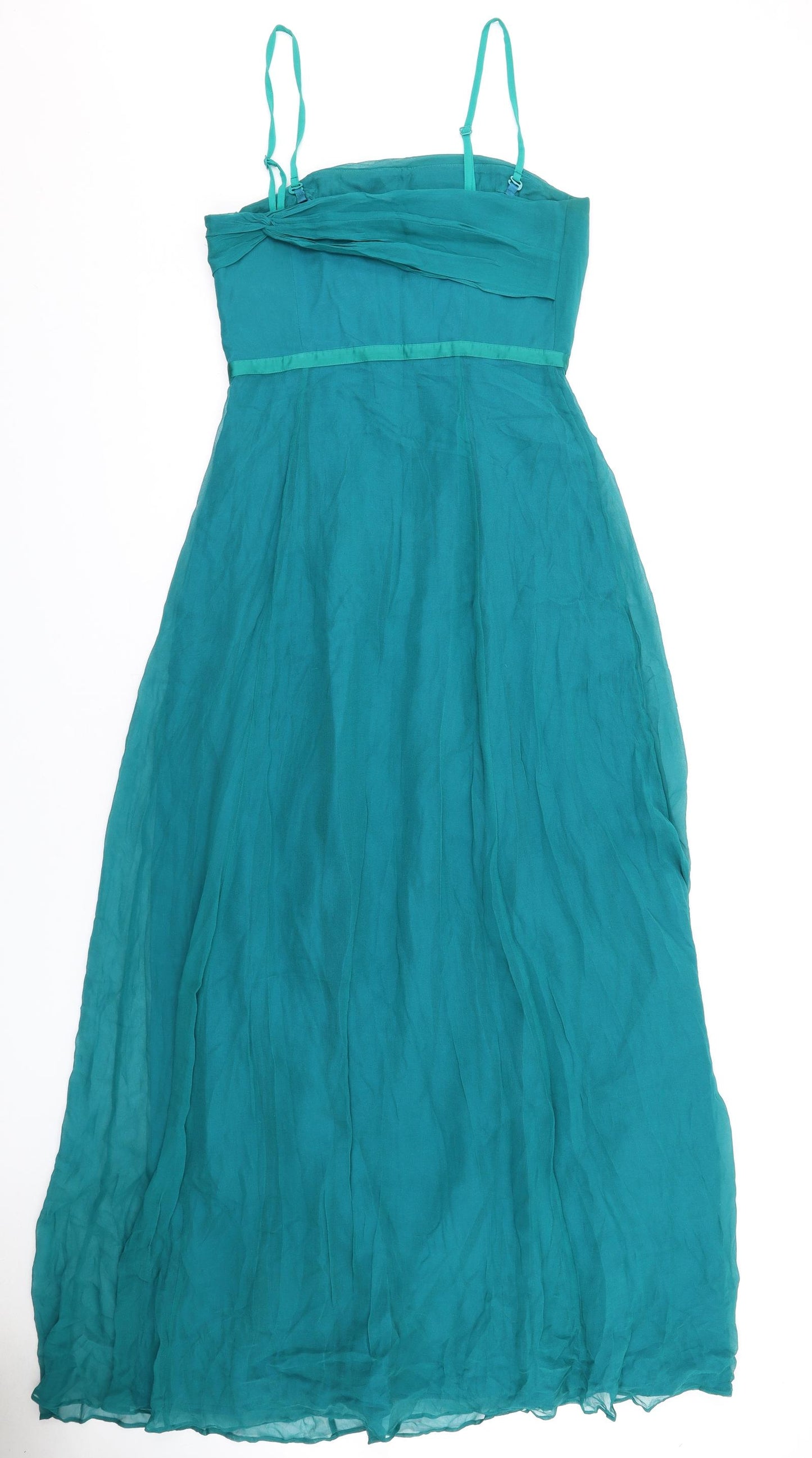 Coast Womens Green Silk Maxi Size 10 Square Neck