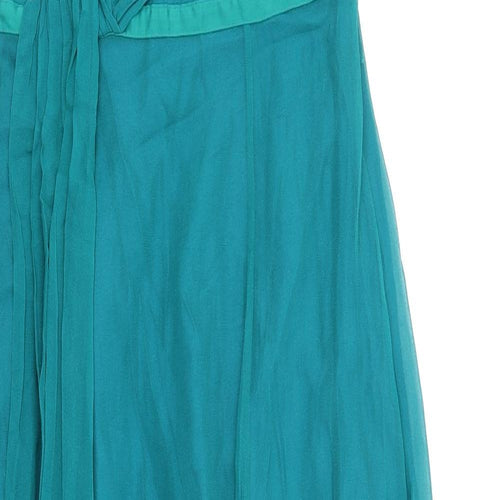 Coast Womens Green Silk Maxi Size 10 Square Neck