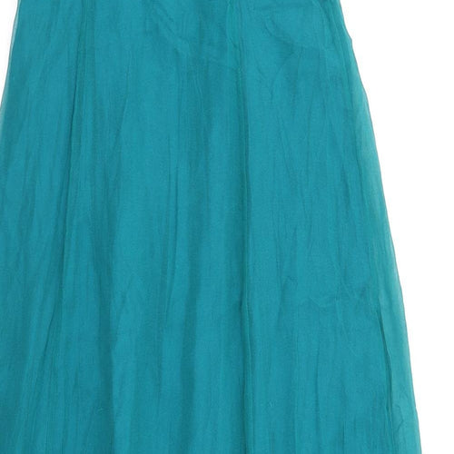 Coast Womens Green Silk Maxi Size 10 Square Neck
