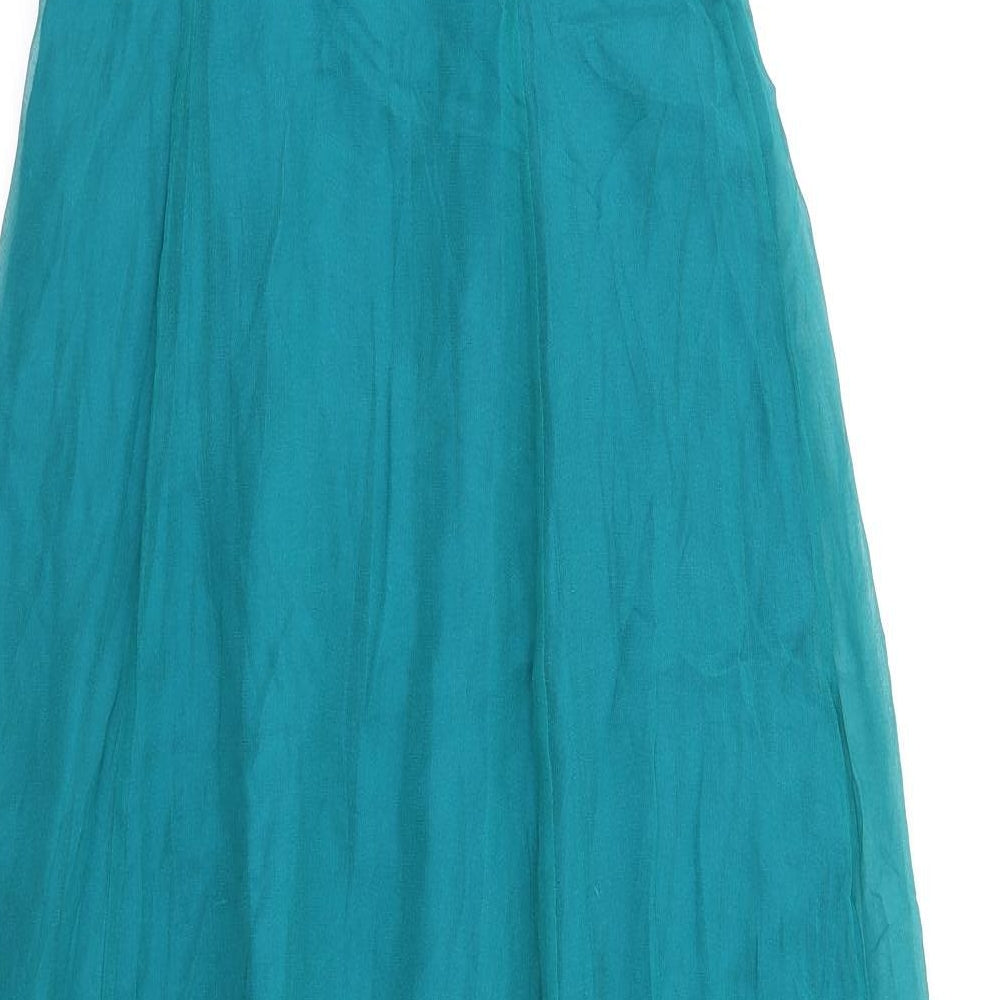 Coast Womens Green Silk Maxi Size 10 Square Neck