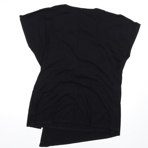 Amelie Gray Womens Black Viscose Basic T-Shirt Size XL V-Neck