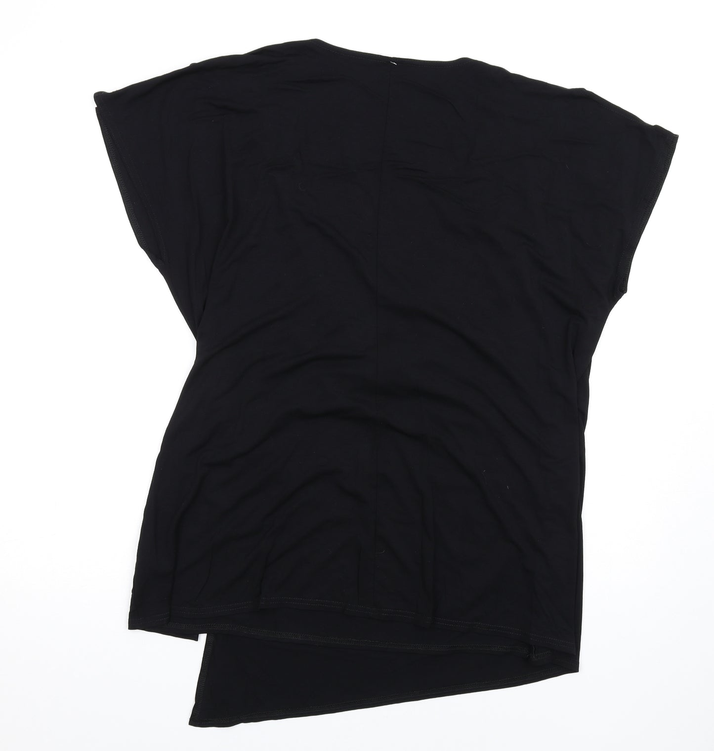 Amelie Gray Womens Black Viscose Basic T-Shirt Size XL V-Neck