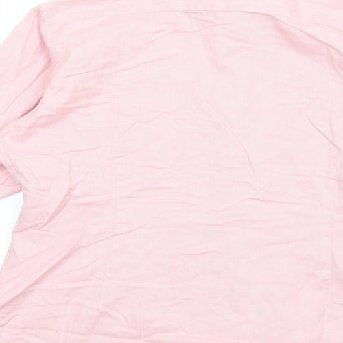 Marks and Spencer Womens Pink Herringbone Cotton Basic Button-Up Size 16 Collared
