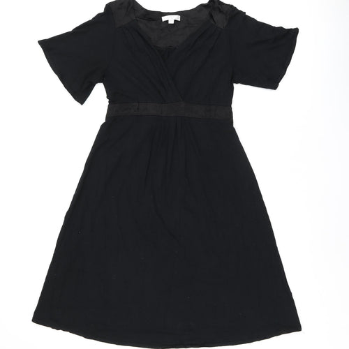 NEXT Womens Black Viscose A-Line Size 10 V-Neck Tie