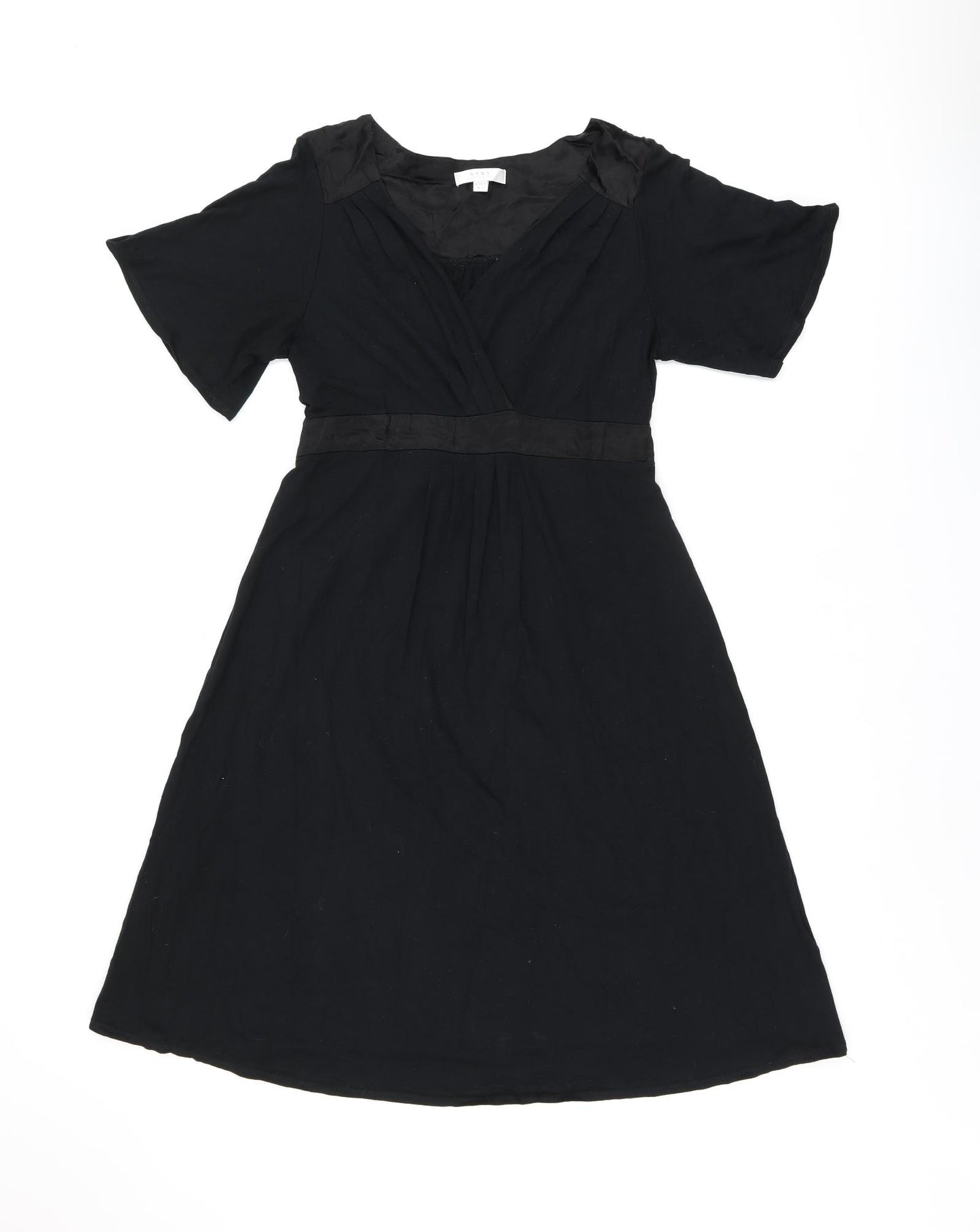 NEXT Womens Black Viscose A-Line Size 10 V-Neck Tie