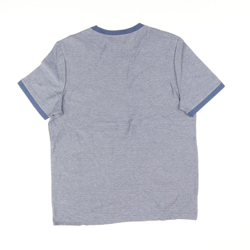 Marks and Spencer Mens Blue Cotton T-Shirt Size L Round Neck