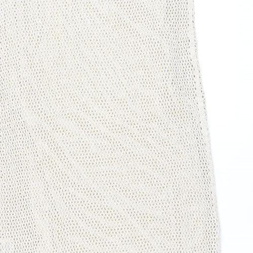 Marks and Spencer Womens Beige Cotton Shift Size M V-Neck Pullover - Split Hem