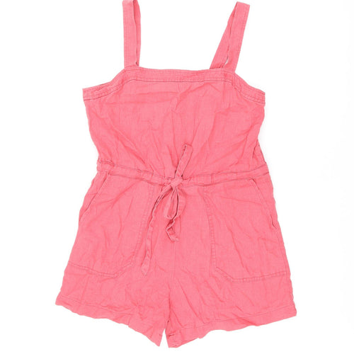 Gap Womens Red Linen Playsuit One-Piece Size 8 L4 in Zip