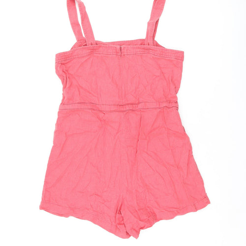 Gap Womens Red Linen Playsuit One-Piece Size 8 L4 in Zip