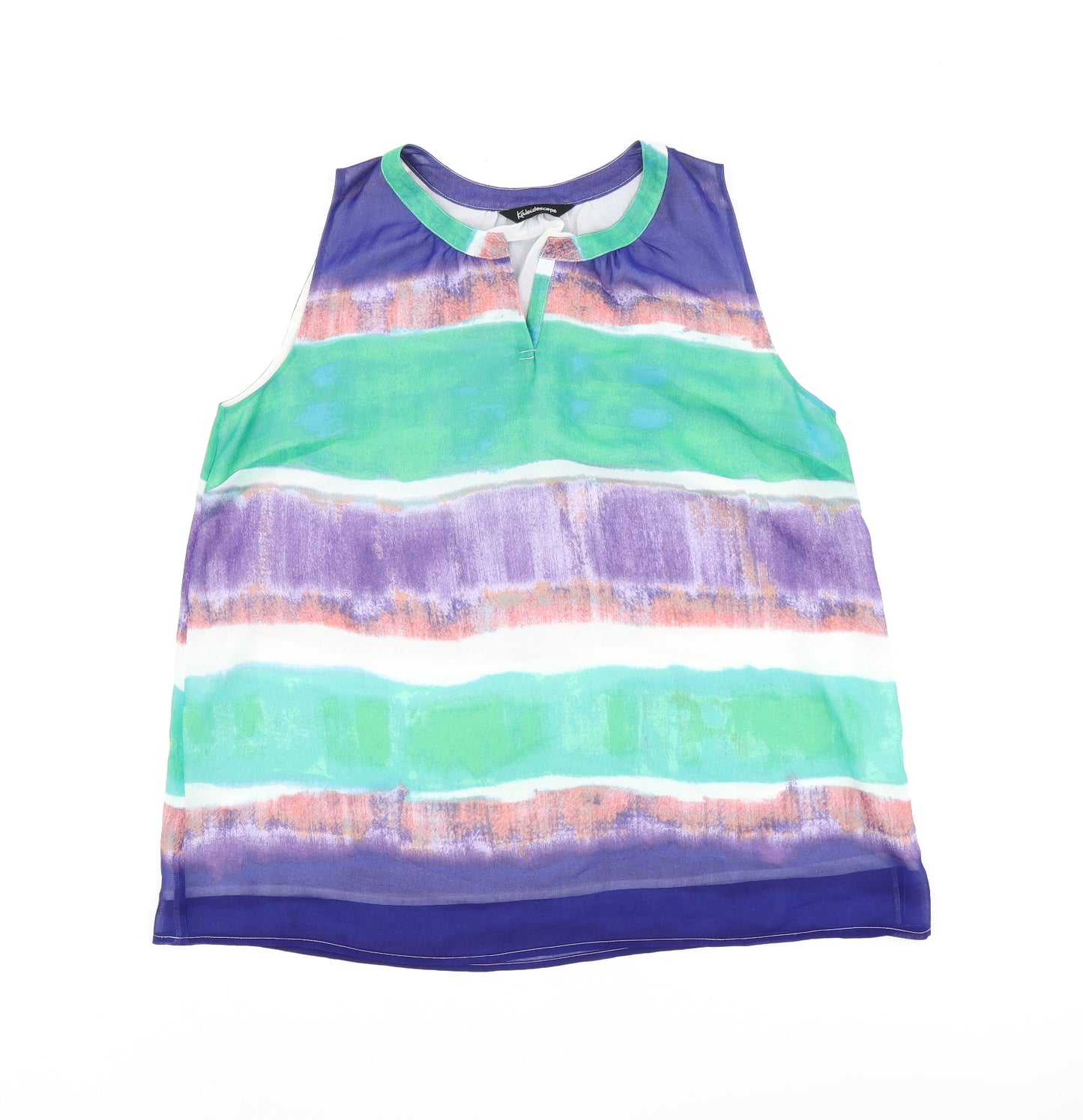 Kaleidoscope Womens Multicoloured Geometric Polyester Basic Tank Size 14 Round Neck